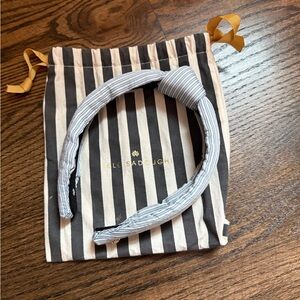 Lele Sadoughi Sky Blue Seersucker Slim Knotted Headband